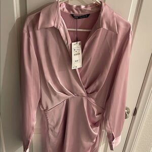 Zara Blush Pink Draped Dress